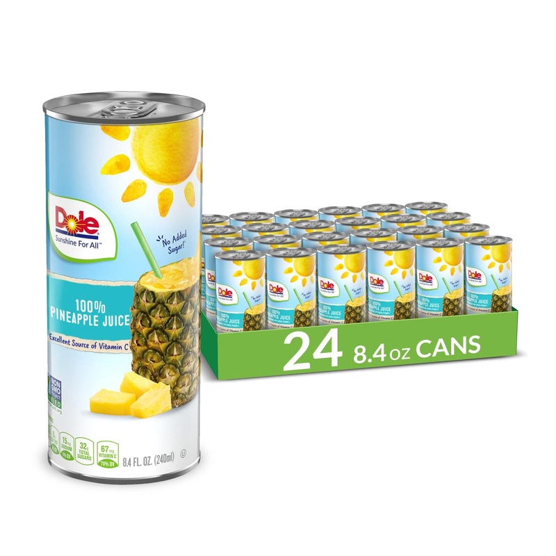 Dole 100% Pineapple Juice – 8.4 Fl Oz Cans (Pack of 24) | 100% Fruit Juice with Added Vitamin C