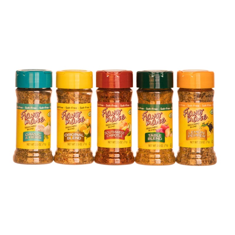 Flavor Mate No Salt Seasoning Blend Variety Pack – Original, Garlic & Herb, Southwest Chipotle, Lemon & Pepper Table Blend – 2.5 oz (Kosher)