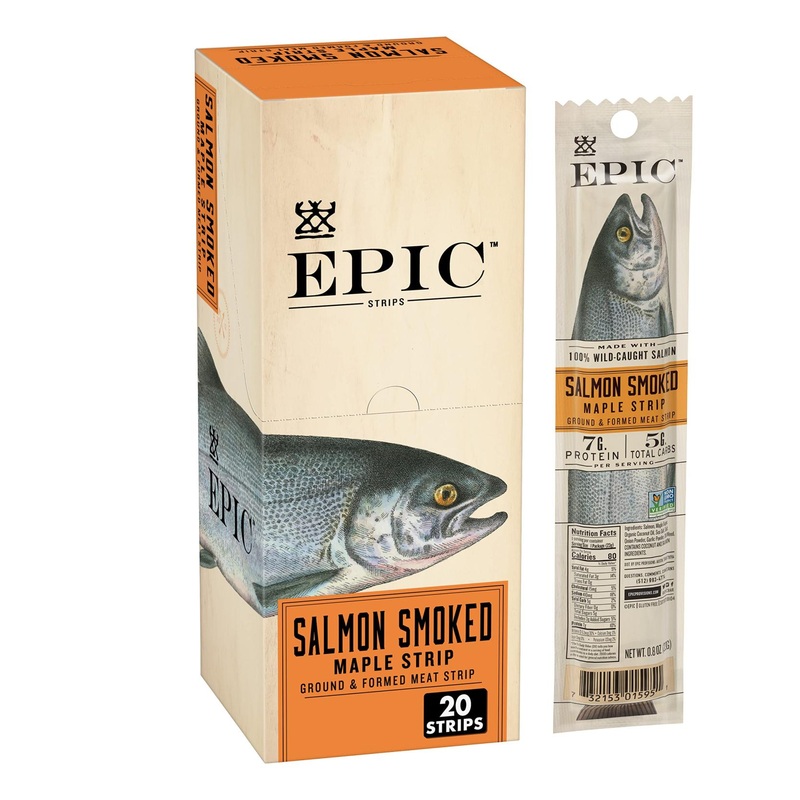 EPIC Smoked Salmon Strips – Wild Caught, Paleo Friendly – 0.8 oz (Pack of 20)