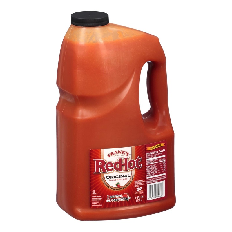 Frank’s RedHot Original Cayenne Pepper Hot Sauce 1 gal – Bulk Container for Flavorful Heat on Entrees, Sides, and Snacks