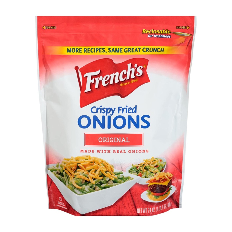 French’s Original Crispy Fried Onions 24 oz – Crunchy Topping for Salads, Potatoes, Chicken, Burgers, and Green Bean Casseroles – 1.5 lb Bag
