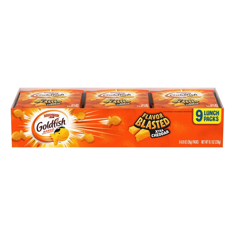 Goldfish Flavor Blasted Crackers  Xtra Cheddar Snack Pack  0.9 oz  9-CT Multi-Pack Tray Flavor Blasted Extra Cheddar