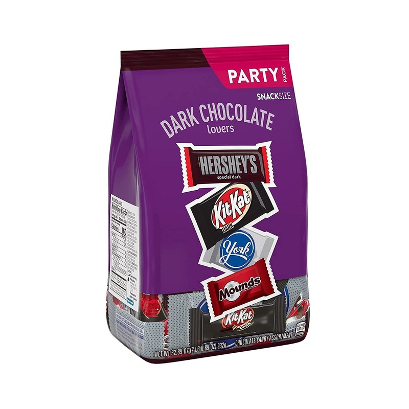 Hershey Dark Chocolate Lovers Assortment Snack Size Candy, 32.89 oz Bulk Party Pack