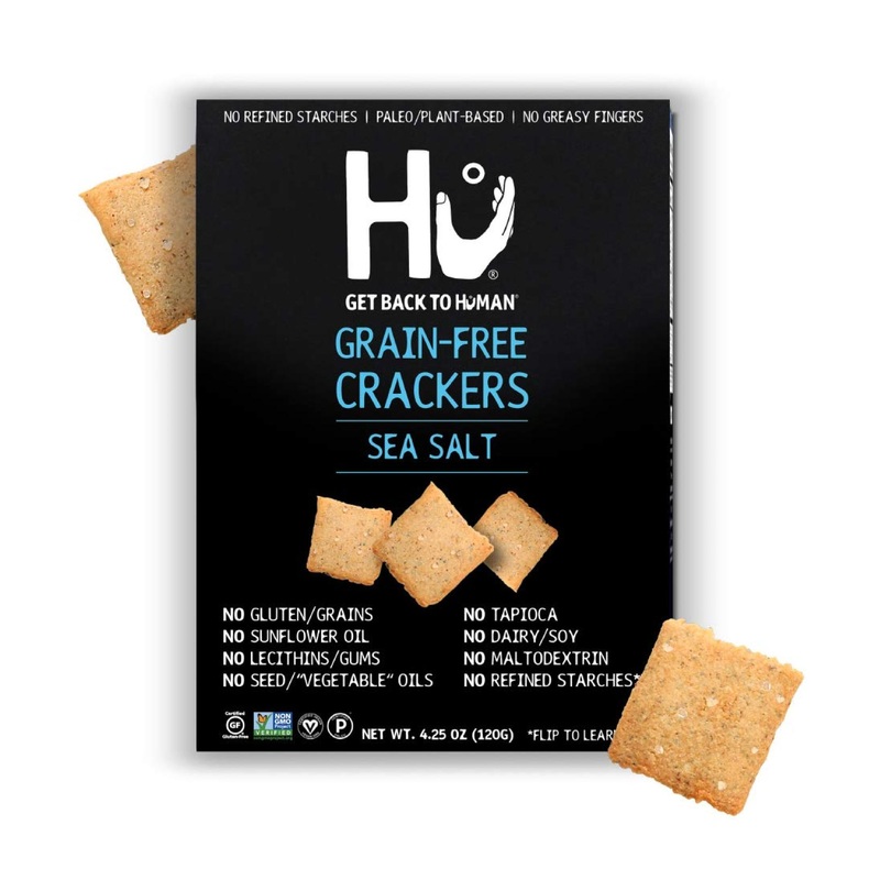 Hu Gluten Free Crackers | Sea Salt Keto Crackers 2-Pack | Grain Free, Low Carb Snack