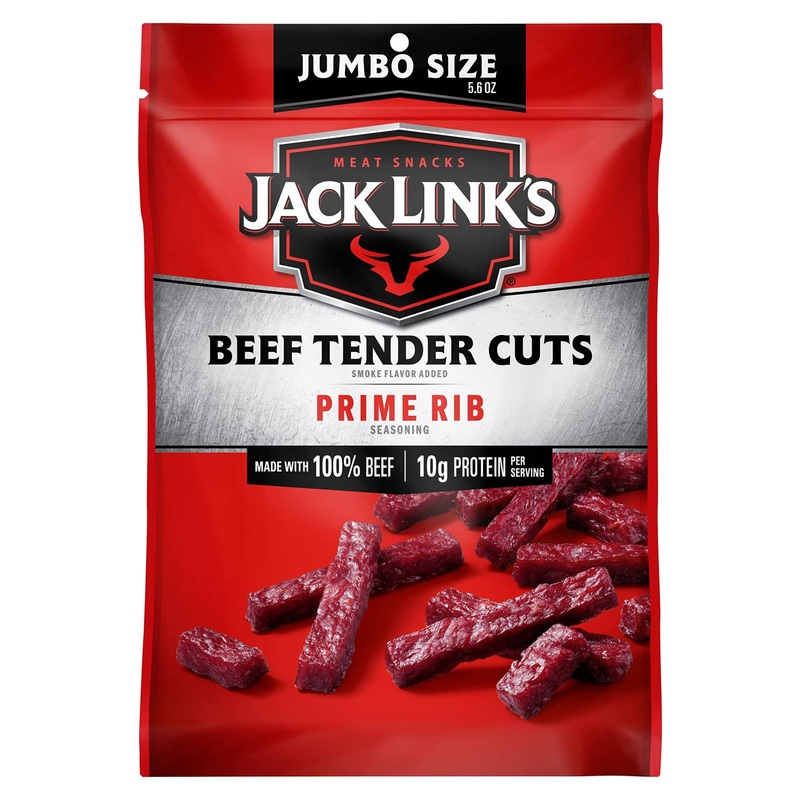 Jack Link’s Tender Cuts Prime Rib Flavor 5.6 Oz Jerky Snack | 10g Protein, 70 Calories | Premium Beef, 96% Fat Free