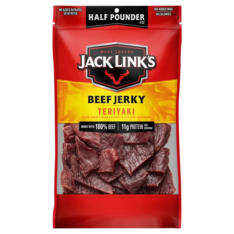 Jack Link’s Teriyaki Beef Jerky Pounder Bag – Protein-Rich, 80 Calories, Premium Beef, No Added MSG – 96% Fat Free