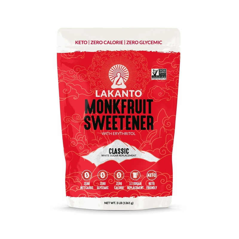 Lakanto Classic Monk Fruit Sweetener – Zero Calorie White Sugar Substitute for Keto Diet – 3 lb Pack
