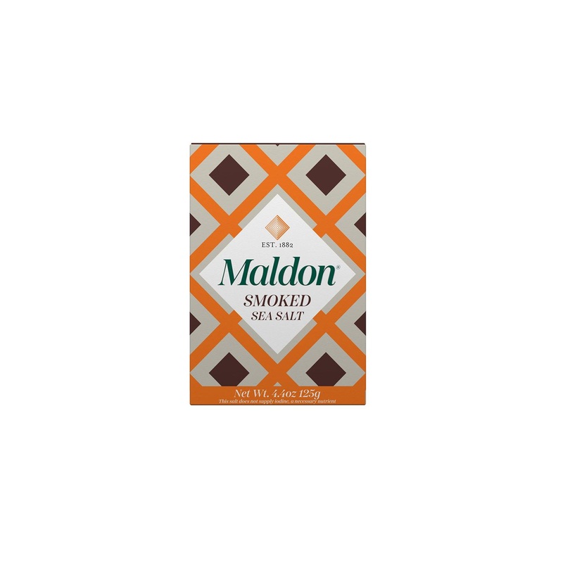 Maldon Smoked Sea Salt Flakes 4.4 oz – Kosher, Handcrafted Gourmet Salt, Oak Smoked Pyramid Crystals