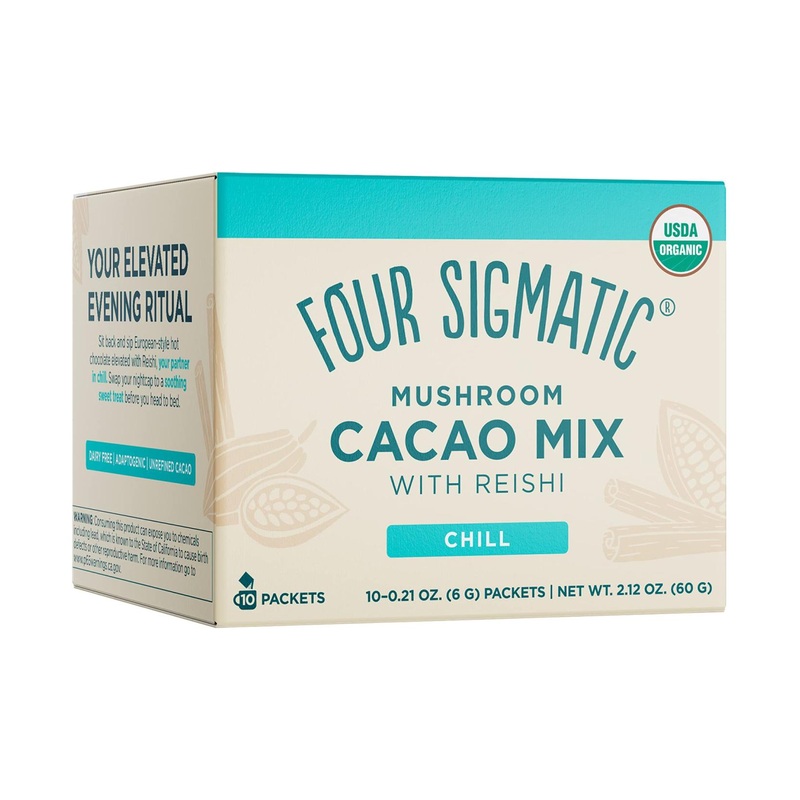 Four Sigmatic Organic Reishi Mushroom Hot Cacao Mix – Stress & Sleep Support | Calm & Relax | Vegan & Gluten-Free | 10 Count