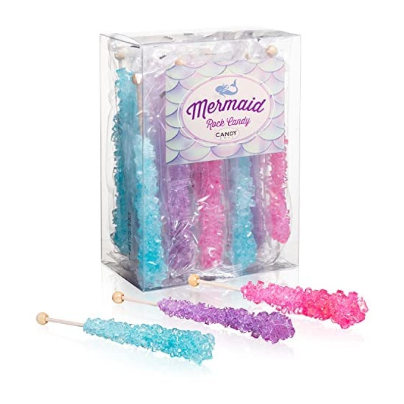 Mermaid Rock Candy Sticks – 18 Individually Wrapped on a Stick – 18 Count Pack