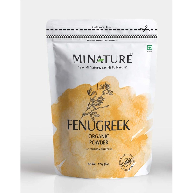 Mi Nature USDA Certified Organic Fenugreek Powder – 227g (1/2 lb) – 100% Natural & Organically Grown – Resealable Zip Lock Pouch