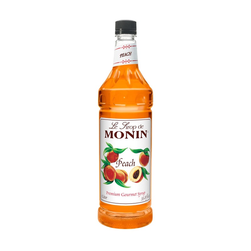 Monin Peach Syrup – Fresh & Juicy Flavor for Iced Teas, Lemonades, and Sodas | Non-GMO, Gluten-Free | 1 Liter Bottle