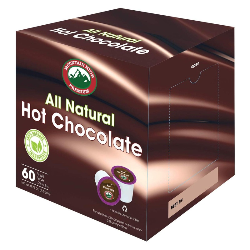 Mountain High All Natural Hot Chocolate 2.0 Compatible Single Serve Cups – Milk Chocolate 60 Count