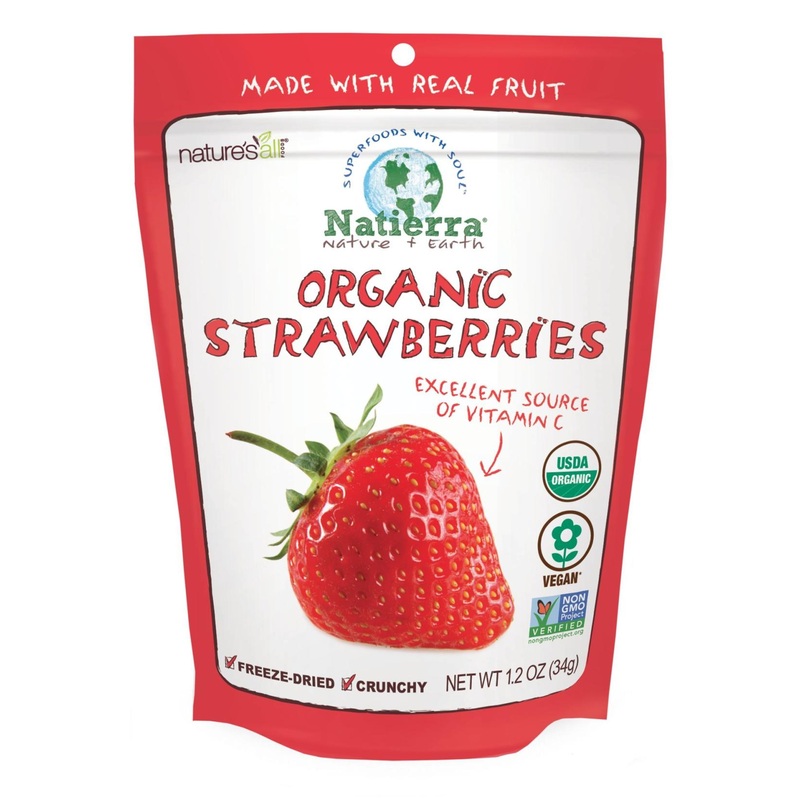 Natierra Organic Freeze-Dried Strawberries – 1.2 oz | Gluten Free, Vegan | Pack of 1