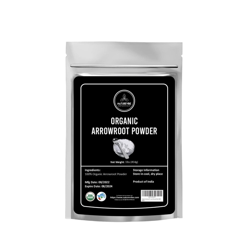 Naturevibe Botanicals Organic Arrowroot Powder 16oz | Gluten-Free Non-GMO Thickening Agent for Cooking & Baking – Manihot esculenta Starch | Packaging May Vary – 1lb