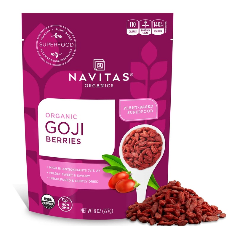 Navitas Organics Goji Berries 8 oz – Organic Non-GMO Sun-Dried Berries – 8 Servings, Sulfite-Free – 8 Ounce Pack