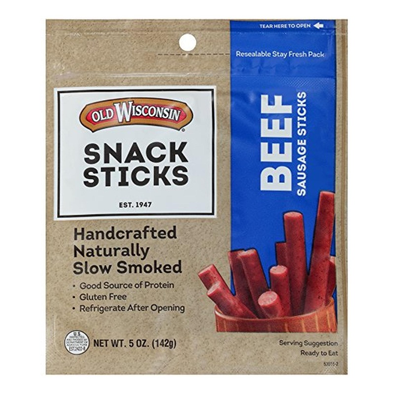 Old Wisconsin Beef Sausage Snack Sticks – Naturally Smoked, High Protein, Low Carb, Keto, Gluten Free – 5 oz Reasealable Pack