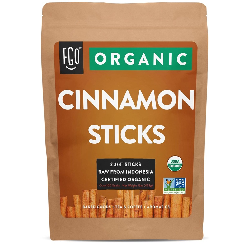 Organic Korintje Cinnamon Sticks – 100+ Sticks, 2 3/4 Length – Ideal for Baking, Cooking & Beverages – 100% Raw From Indonesia – FGO Sticks Korintje Cinnamon 1lb