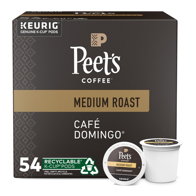 Peet’s Coffee Caf Domingo Medium Roast K-Cup Pods – 54 Count
