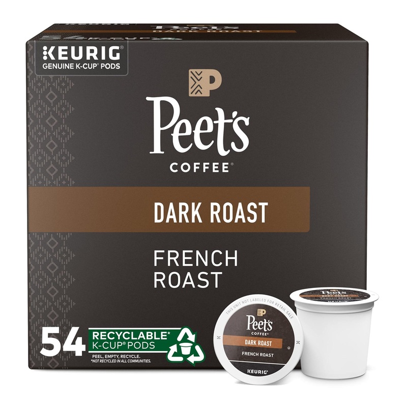 Peet’s Coffee French Roast Dark Roast K-Cup Pods – 54 Count Pack for Keurig Brewers