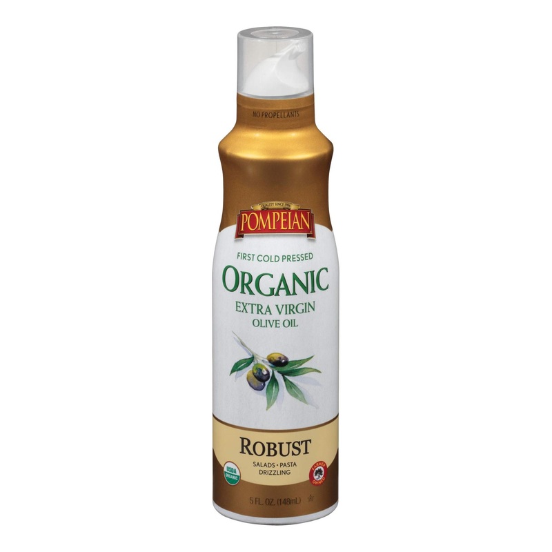Pompeian Organic Extra Virgin Olive Oil Cooking Spray – 5 oz, Non-Stick, Full-Bodied Flavor for Salads & Pasta, Gluten-Free, Non-Allergenic, Non-GMO, No Propellants