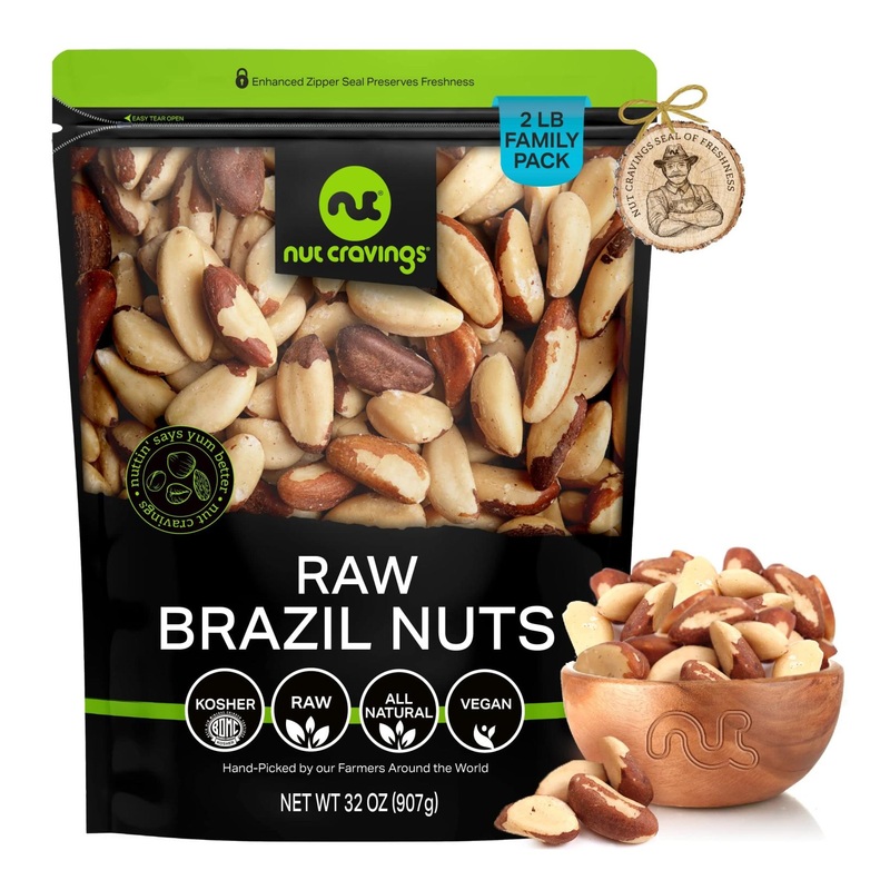 Raw Brazil Nuts – Unsalted, Whole, Superior Quality (32oz) – Fresh, Resealable Bag – Healthy Protein Snack, Keto Friendly, Vegan – Kosher Certified