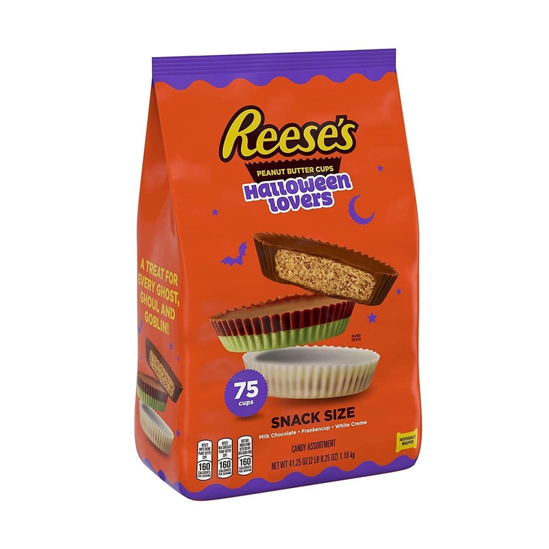 REESE’S Halloween Lovers Milk Chocolate & White Creme Assortment – 41.25 oz Bulk Variety Bag (75 Pieces)
