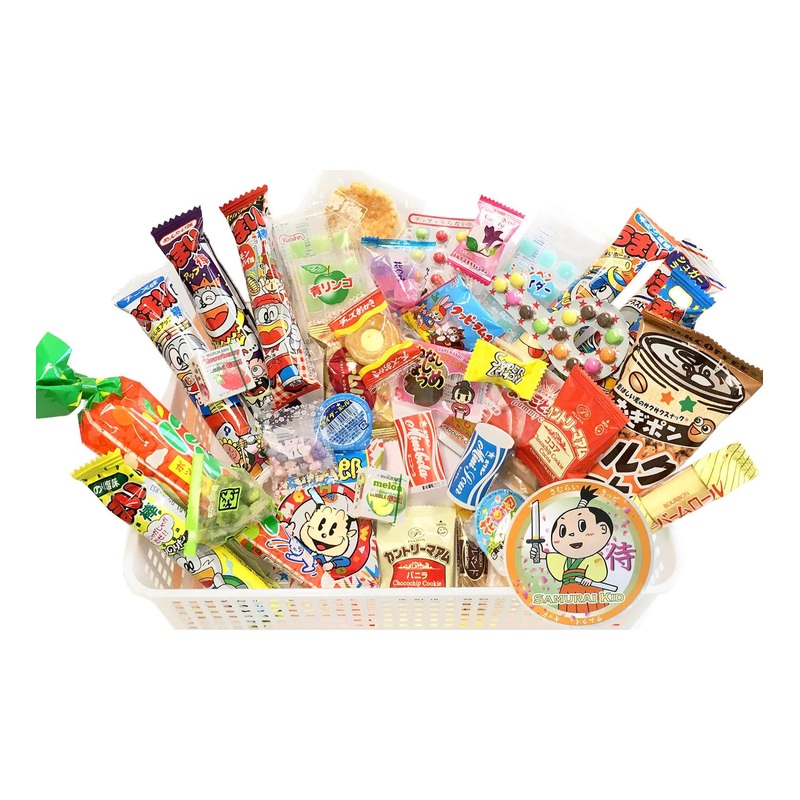 Samurai Dagashi Set: Japanese Snack Assortment with Samurai Kid Sticker – 14.46 Ounce – 36pc Pack