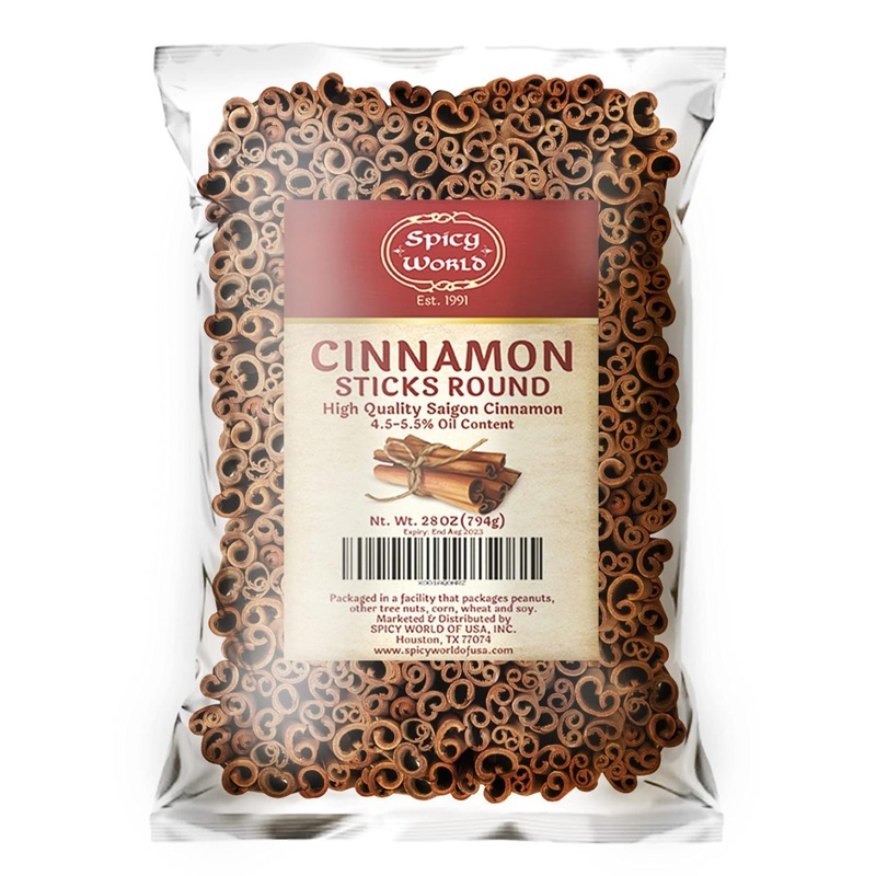 Spicy World Cinnamon Sticks 1.75lb Bulk Bag – Strong Aroma for Baking, Cooking & Beverages – Cassia Saigon Cinnamon from Vietnam – 28oz Pack