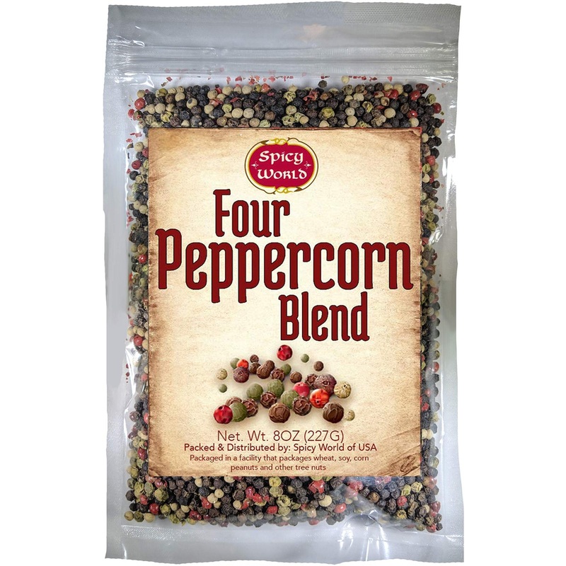 Spicy World Four Peppercorn Rainbow Blend – 8 oz Resealable Bag | NON-GMO & Steam Sterilized Pepper Mix