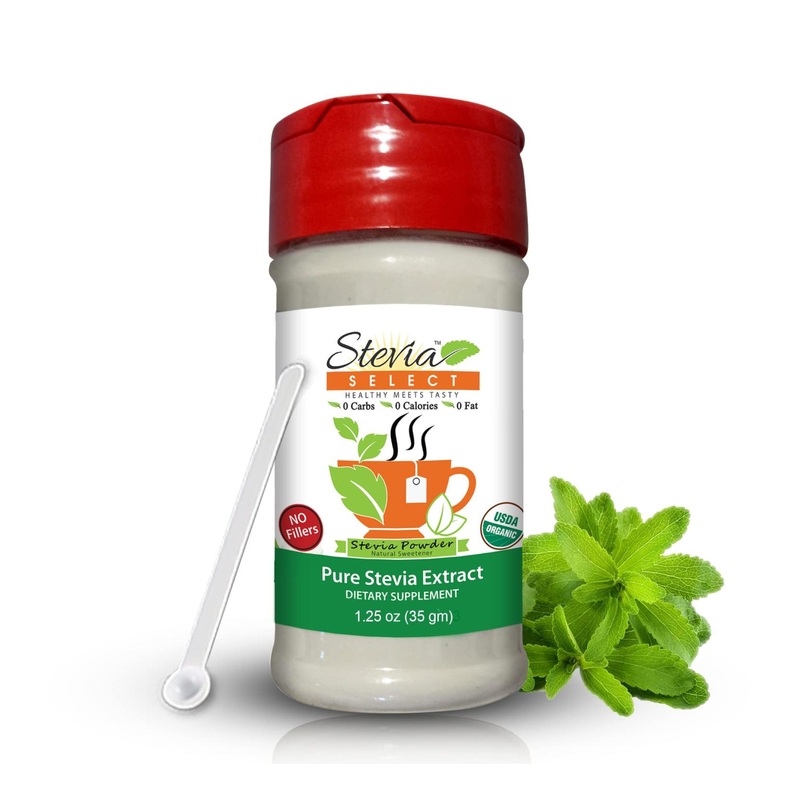 Stevia Select Organic Stevia Powder – USDA Certified | Non GMO Pure Extract from Sweet Leaf | Zero Calorie Sweetener | 1.25oz (Pack of 1)