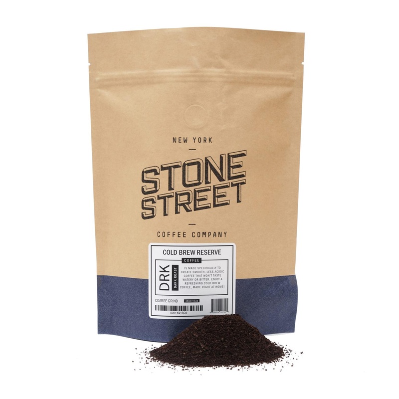 Stone Street Cold Brew Coffee – Strong & Smooth Low Acid Blend – 100% Arabica Gourmet Coarse Ground Dark Roast – Colombian Single Origin – 1 LB