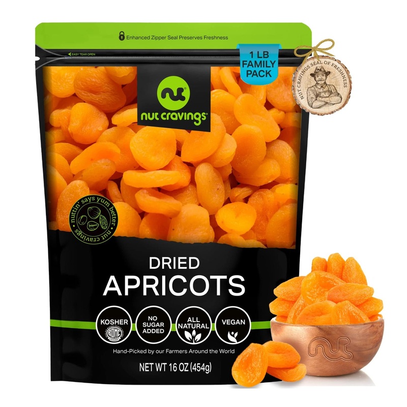 Sun Dried Turkish Apricots – No Sugar Added (16oz) | All Natural Dehydrated Fruit Snack | Vegan & Kosher Certified