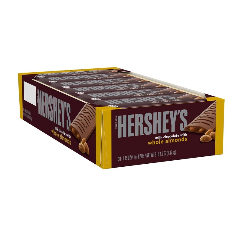 Hershey’s Milk Chocolate with Almonds Candy Bulk Bars (1.45 oz, 36 ct)