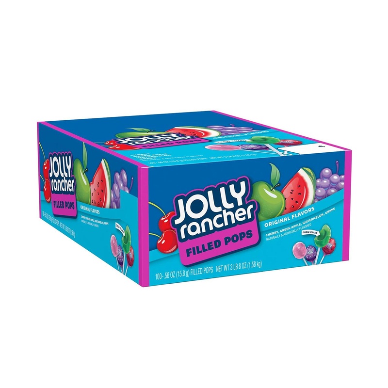 JOLLY RANCHER Assorted Fruit Filled Pops 0.56 oz Bulk Box (100 Pieces)