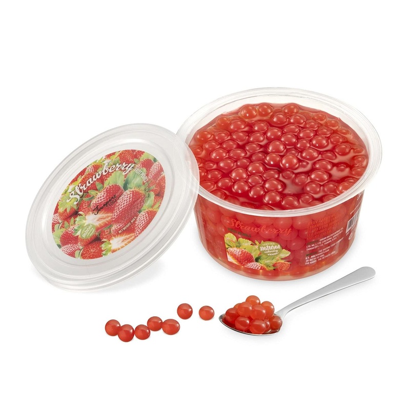 Strawberry Bursting Pearls for Bubble Tea – 1 lb | Real Fruit Juice, Vegan, Gluten-free | The Inspire Food Company