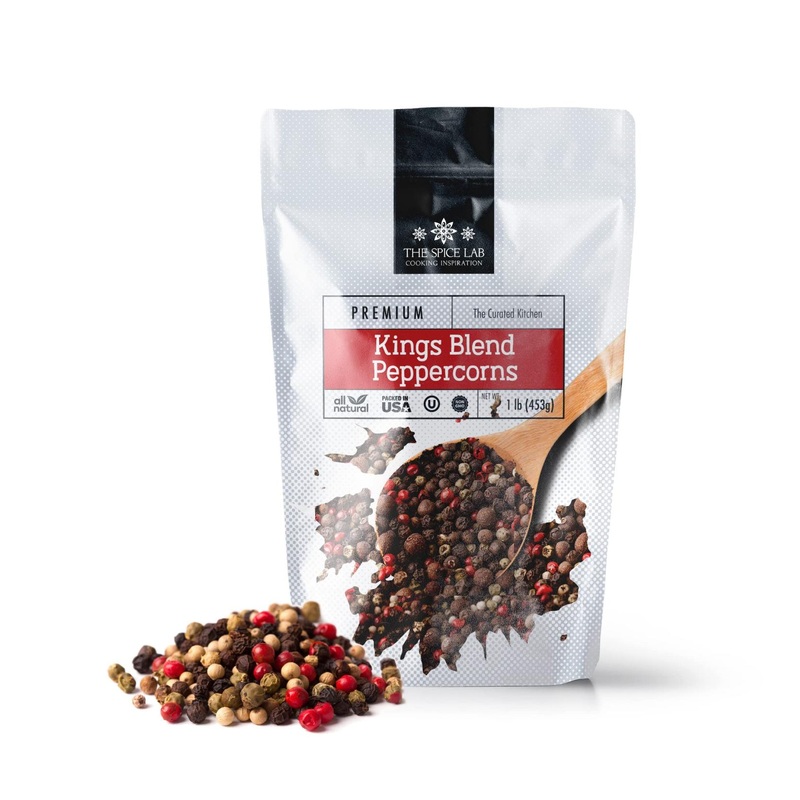 The Spice Lab 5 Pepper Rainbow Peppercorn Medley 1lb Bag – All Natural & Gluten Free – Kings Peppercorn Blend with Pimenta – OU Kosher Certified – Ideal for Pepper Grinder Refill