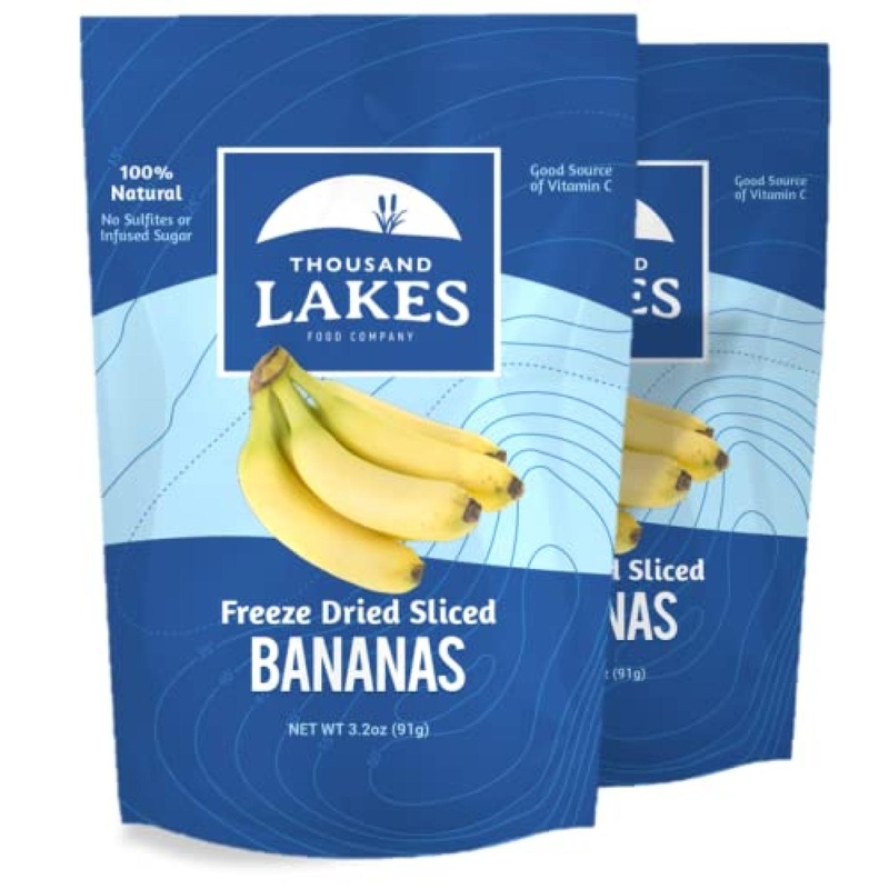Thousand Lakes Freeze Dried Banana 2-Pack – 3.2oz (6.4oz total) | No Sugar, Oil, or Fat | 100% Fruit – Natural Snack Option