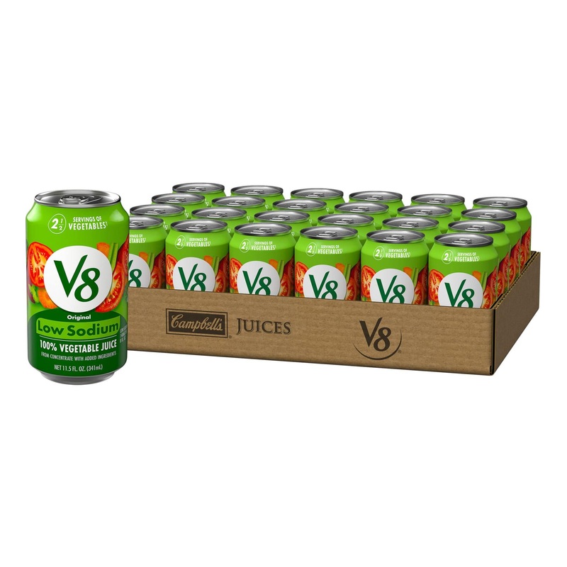 V8 Low Sodium Original 100 Vegetable Juice, Tomato Blend, 11.5 FL OZ Can (Pack of 24)