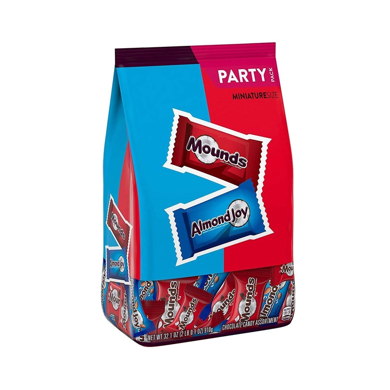 MOUNDS and ALMOND JOY Miniatures Chocolate and Coconut Assortment Halloween Candy  Bulk  32.1 oz Party Pack