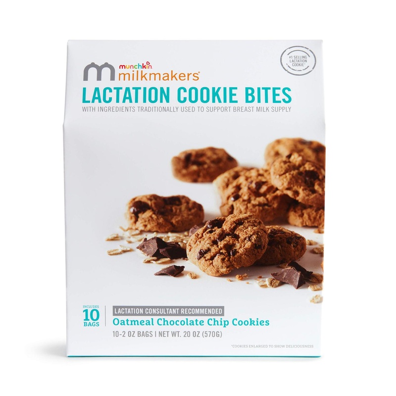 Munchkin Milkmakers Lactation Cookie Bites – Oatmeal Chocolate Chip (10 Ct) – Boost Milk Supply Naturally