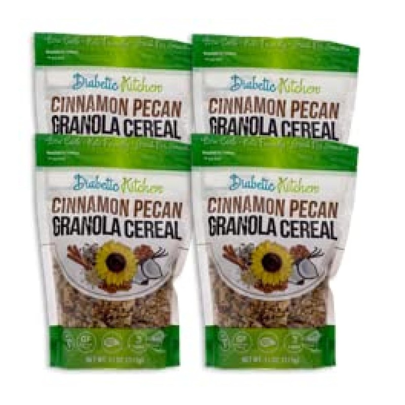 Diabetic Kitchen Cinnamon Pecan Granola Cereal – Low Carb, No Added Sugar, Keto-Friendly – Gluten-Free Snack & Breakfast Food (4 Pack)