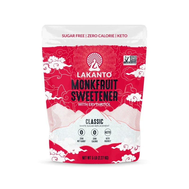 Lakanto Classic Monk Fruit Sweetener – 5 lbs Pack – Zero Calorie, Keto Friendly, Zero Net Carbs, Zero Glycemic – Sugar Substitute for Baking, Extract & Cooking