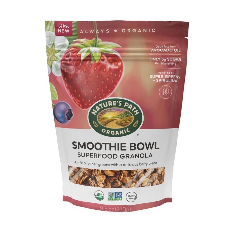 Nature’s Path Organic Superfood Granola 9.5oz (Pack of 6) | Gluten-Free, Non-GMO, Low Glycemic Index – Super Greens Smoothie Bowl Blend