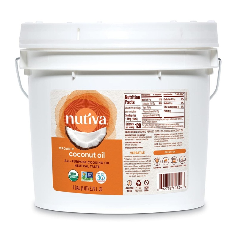 Nutiva Organic Steam Refined Coconut Oil – 128 Fl Oz | Pure & Unrefined
