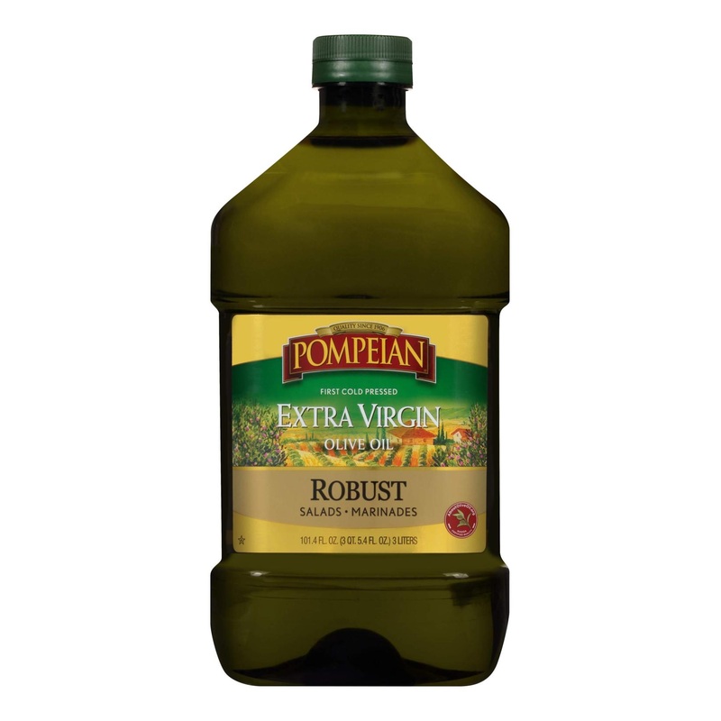 Pompeian Robust Extra Virgin Olive Oil 101 Fl Oz – First Cold Pressed, Full-Bodied Flavor – Ideal for Salad Dressings & Marinades