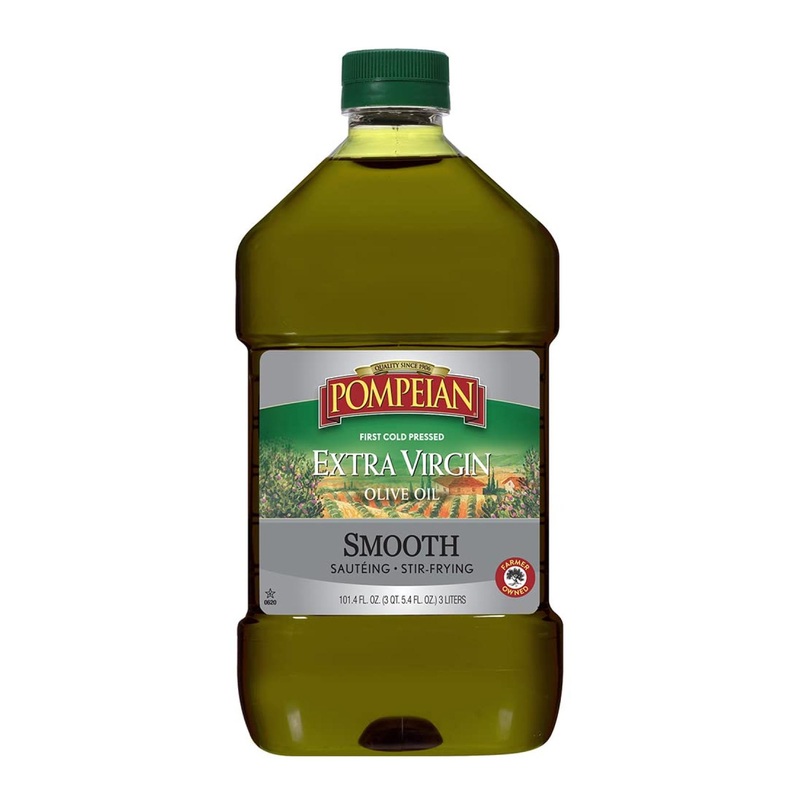 Pompeian Smooth Extra Virgin Olive Oil – Mild and Delicate Flavor – 101 Fl Oz – Perfect for Sauteing and Stir-Frying – Gluten Free and Non-GMO