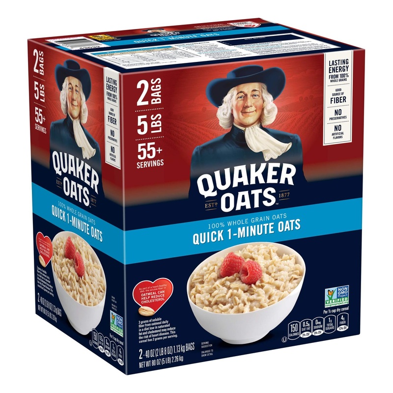 Quaker Quick 1-Minute Oatmeal Non GMO Project Verified – 40 oz Bags x 2 (Pack of 2) – 55 Servings
