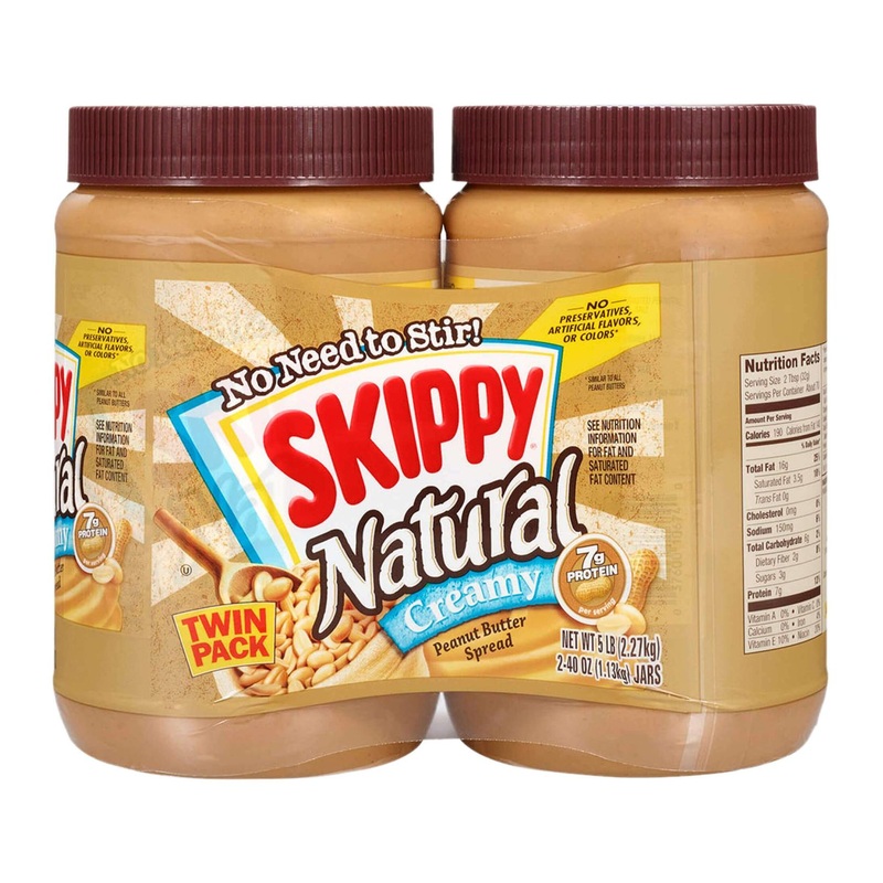 SKIPPY Natural Creamy Peanut Butter 40oz Twin Pack – 2.5lb (Pack of 2)