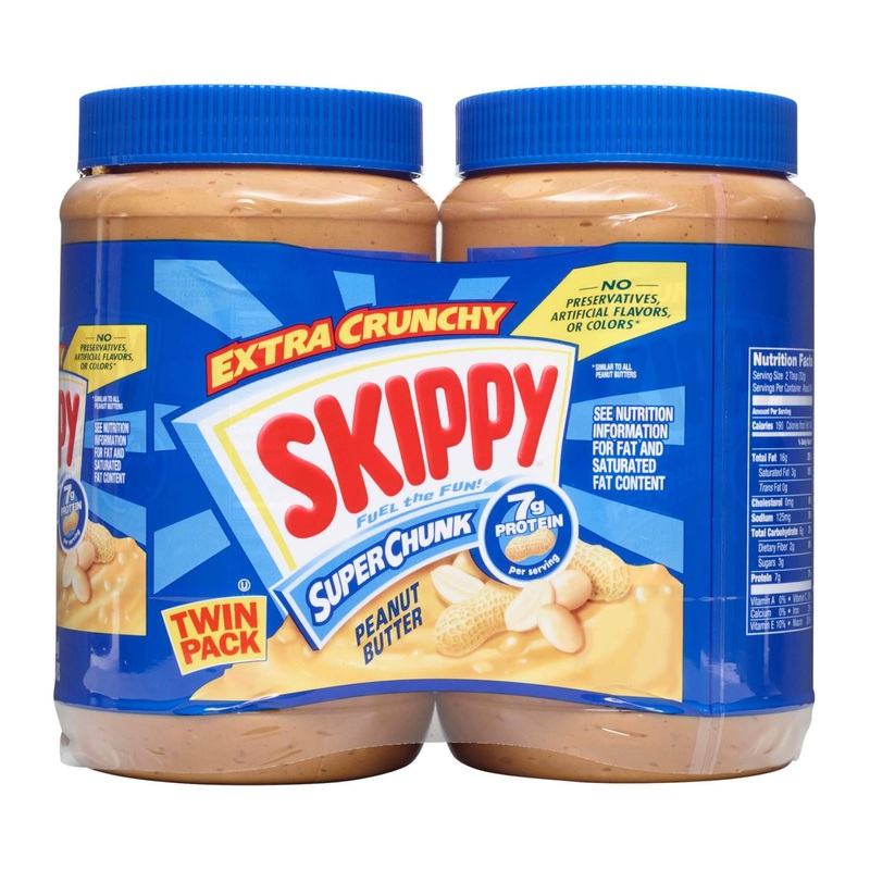 SKIPPY Super Chunky Peanut Butter 40oz Twin Pack – Creamy Spread for Delicious Snacks